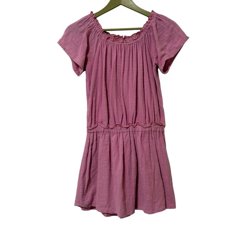 Anthropologie Steele Pink Cinched Waist Short Sleeve Mini Dress XS Balletcore